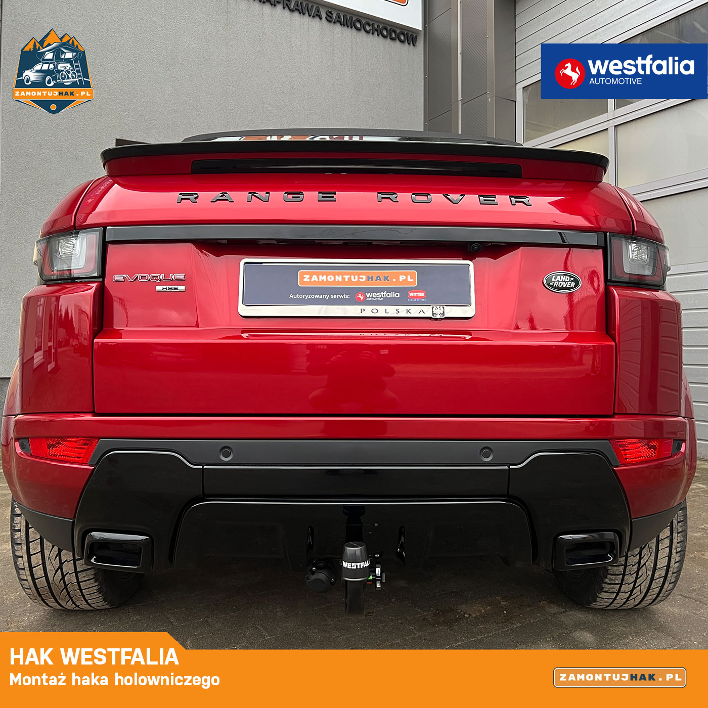 Tył Range Rover Evoque z zamontowanym hakiem Westfalia